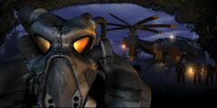 Soldat et Vertiptère de l'Enclave (Fallout 2)